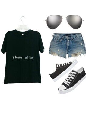 I Have Rabies Women's Crewneck T-Shirt Black White Oversize Size S